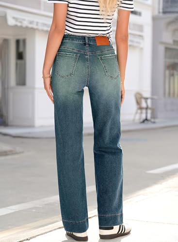 Image of Sidefeel Women's High Waisted Straight Leg Jeans Drawstring Denim Pants