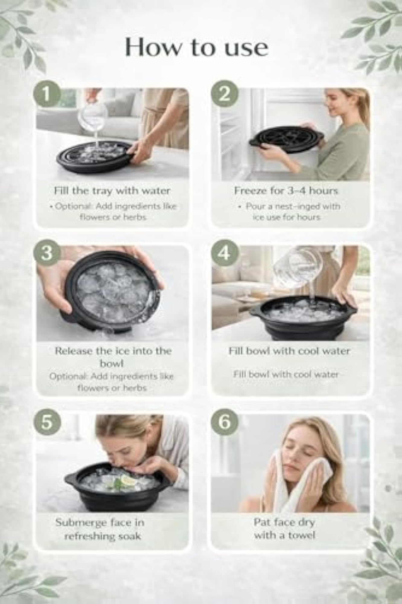 Ice Face Bowl Facial Icing Set with Ice Roller and Jade Roller