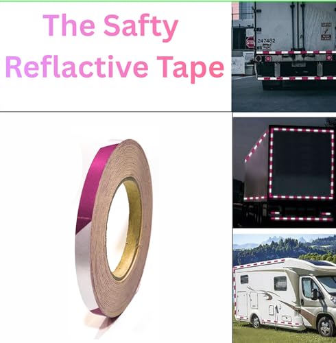 Image of WALLMATE Dual Shade Reflective Radium Strip for Car & Bike Waterproof Self Adhesive, Safety Sticker, Night Glow Tape for Helmet, Scooter & Cycle Decoration (Pink-Silver, 0.5 In x 45 Mtr (1771 in))