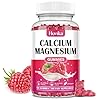 Calcium Magnesium Zinc Gummies, Calcium Magnesium 2:1 Ratio with Vitamin D3, K2, B6, B12 for Bone Strength, Muscle Function & Nerve Health, Extra Absorption Formula, Vegan, Raspberry Flavor 60 Gummies