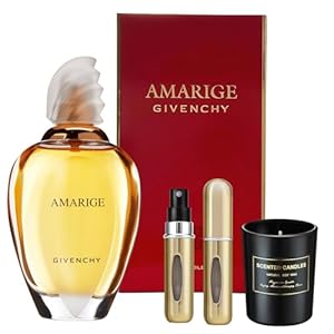 Amarige Perfume for Women 3.3 oz EDT Spray Eau de Toilette – Gift Set Pack with Scented Soy Candle and Empty Travel Perfume Atomizer