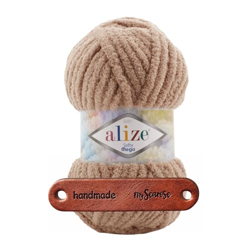 Alize Softy Mega 617 Pelote de laine super douce, 100 g, marron laiteux, pour tricot et crochet de...