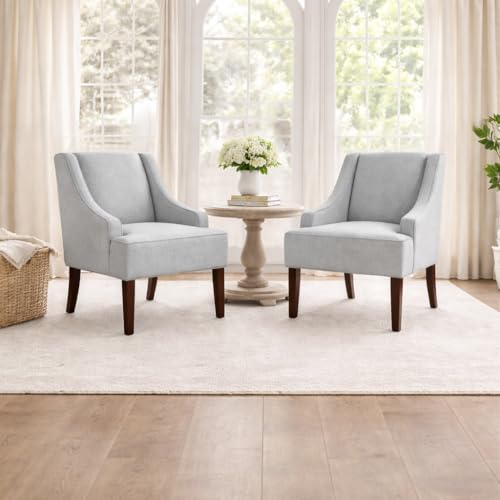 Image of HomePop Swoop Arm Accent Chair - Soft Dove Gray
