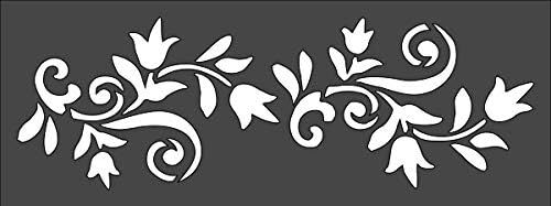 Flower Border Logo Stencil Reusable Sturdy Flexible Clear Plastic 1-3x8 in Arts and Crafts Material Scrapbooking for Airbrush Painting Drawing