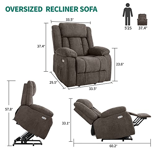 Yitahome Power Lift Recliner Chair For Elderly, Lift Chair With Heat And Massage, Ergonomic Fabric Recliner Chair Sofa With 2 Side Pockets & Remote Control For Living Room (Coffee) #TOP1