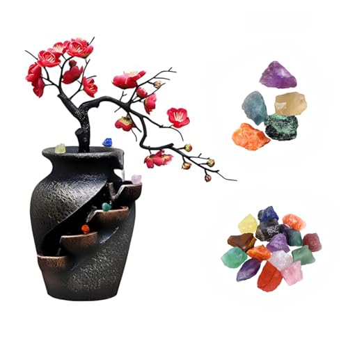 CYLLYKGIFT Free 10PCS Natural Crystals & Indoor Waterfall Fountain Pot for Living Room, Bedroom, Dining Room, Kitchen, Bathroom