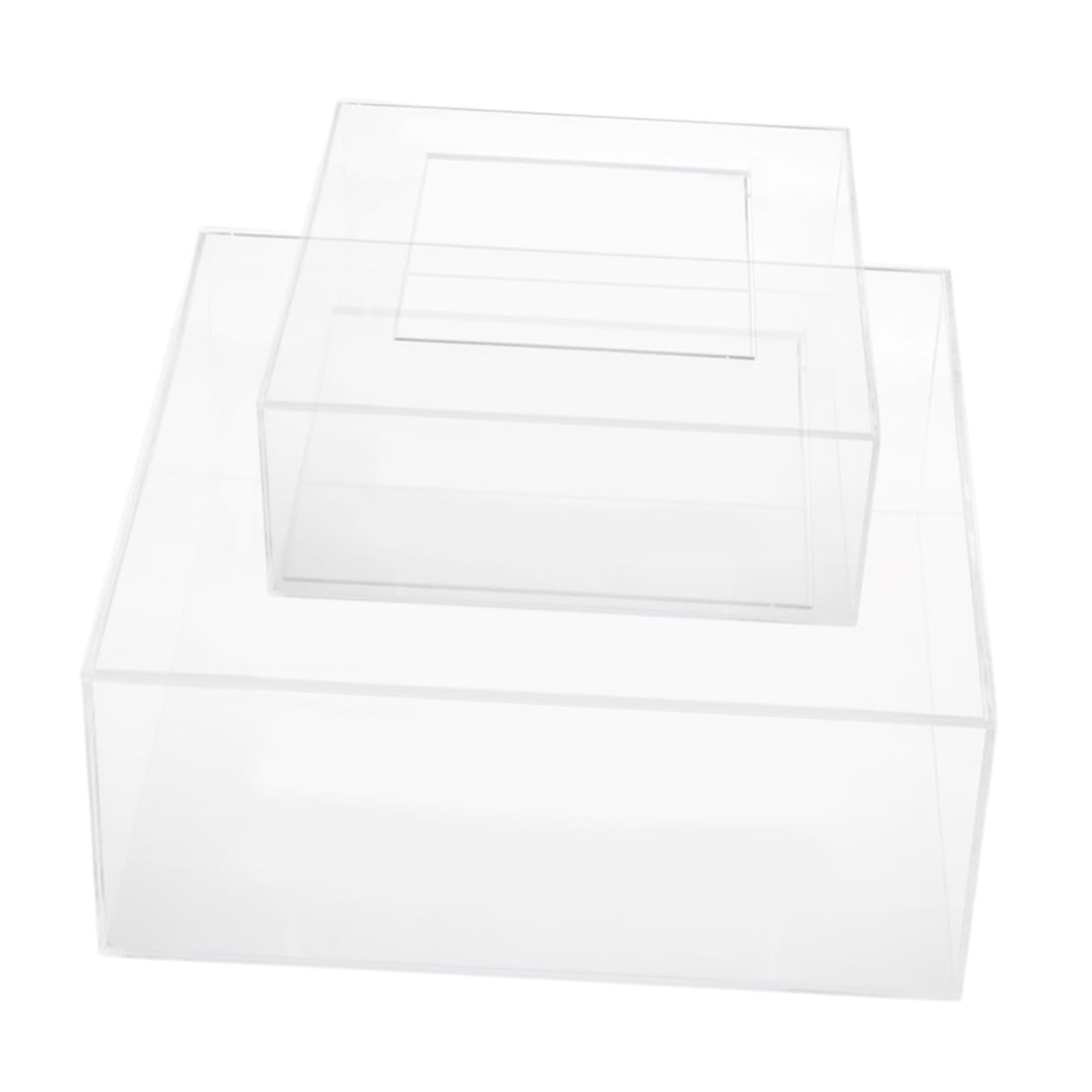 Mikinona 2pcs Acrylic Cake Stand Transparent Fillable Riser for Parties Sturdy and Lightweight Design for Displaying Cakes and Desserts and Presentable