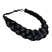 TOECWEGR Braided Headband 2 Strands Synthetic Hair Braid Hair Fashion Chunky Wide Thick Elastic Braid Headbands Ladies Beauty Accessories (FFblack)