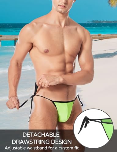 FEOYA Men’s Swim Briefs Low Rise Swimsuit Bikini Quick Dry Swimwear Thongs Side Tie3