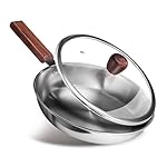 MILTON Pro cook Triply Wooden Handle and Gas Friendly Stainless Steel Kadhai with Glass Lid I Non Stick Cookware I 3 Year Warranty, 26 cm, Silver