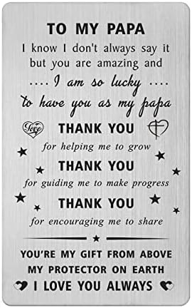 Papa Wallet Card - Stainless Steel Love Message Card For Father's Day, Birthday & Christmas Gifts