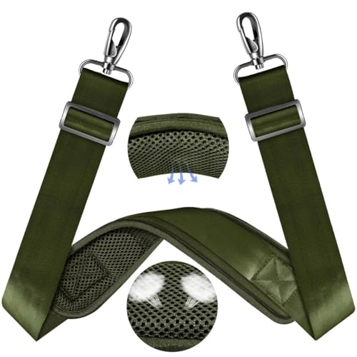 Image of ZINZ 60 inch Universal Bag Strap with Ultra-Thick Fixed Breathable Pad Adjustable Heavy-Duty Shoulder Strap for Laptop Bag Crossbody Luggage Gym Bag Camera Bag and More,Army Green