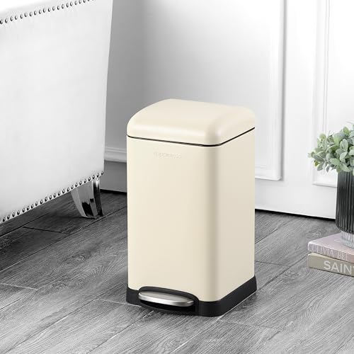 Image of happimess Betty Retro Mini 3.2 Gal Step Trash Can, Limestone Beige