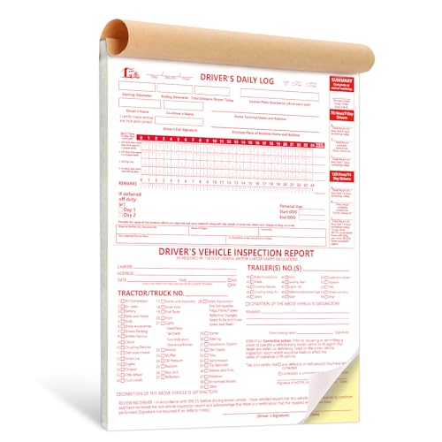 8.5x11inch 2-in-1 Driver Log Books for Truckers Dot Log Book Driver Vehicle Inspection Report Log Books with Detail Backup Truck Inspection Forms 2-Ply Carbonless for Drivers （Large Size) (1)