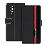 UOGNADGD Lederhülle Kompatibel mit CAT S60 Klappbares Portemonnaie-Hülle mit Magnetverschluss Ständer & Kartenfächern stoßfestem Schutz (Schwarz)