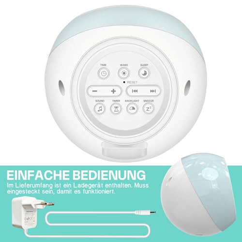 FiveHome Kinderwecker, Schlaftrainer Kinder mit 9 Nachtlichtern, Soundmaschine, Snooze und Timer, Digitaler Wecker Kinder für Jungen und Mädchen