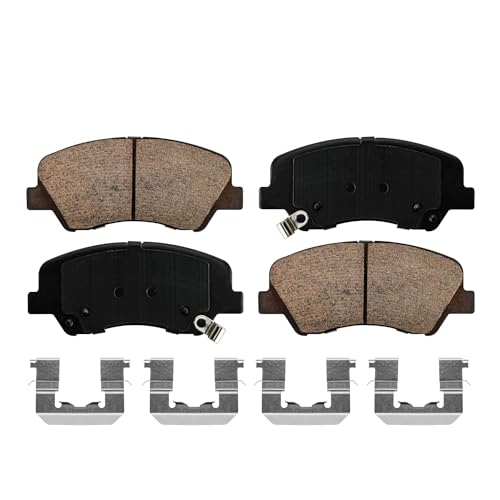 Image of Detroit Axle - Brake Pads for 2012-2017 Hyundai Accent Kia Rio 2015 Dodge Attitude, 2013 2014 2016 Ceramic Brake Pads w /Hardware Front Rear Replacement
