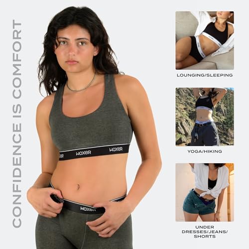 Image of Woxer Boss Bralette for Women - Wireless, Seamless Racerback - Modal Sports Bra, Lounge, Sleep Bralette, Wireless Bra