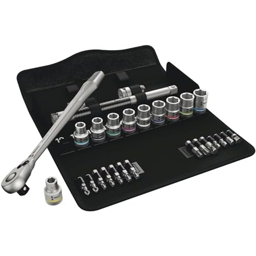 Wera 05004078001 8100 SC 8 Zyklop Metal-Knarrensatz, Umschalthebel, 1/2 Zoll -Antrieb, metrisch, 28-teilig