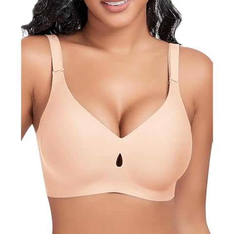 Wireless Bras for Women Seamless Push Up No Underwire Plus Size Soft Comfortable Brattlets with Extender(Nude,S) Cover