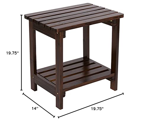 Shine Company 4104Bb Rectangular Wooden Indoor/Outdoor Patio Side Table, Burnt Brown #TOP6