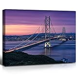 San Francisco Skyline and Bay Sea Bridge at Sunset California Picture Print on Canvas Purple Modern
