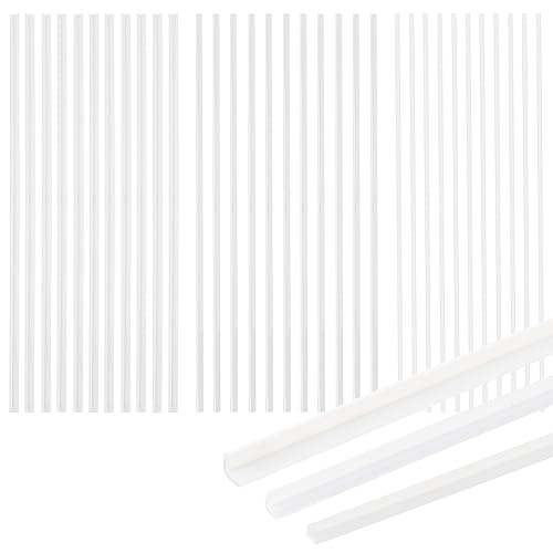 BENECREAT 60Pcs 3 Styles Abs Styrene Plastic L-Shaped Right Angle Strip White