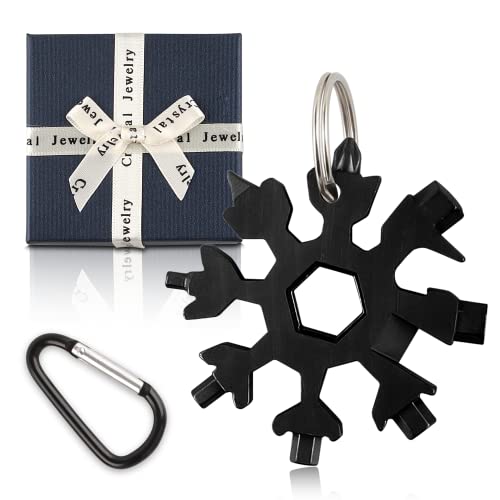 18-in-1 Edelstahl Schneeflocken Multi-Tool, Schneeflocken Multifunktionswerkzeug, Kompakt und Tragbar Schneeflocke Werkzeug für Draussen Abenteuer Camping, Geschenke für Männer, Papa, Mann