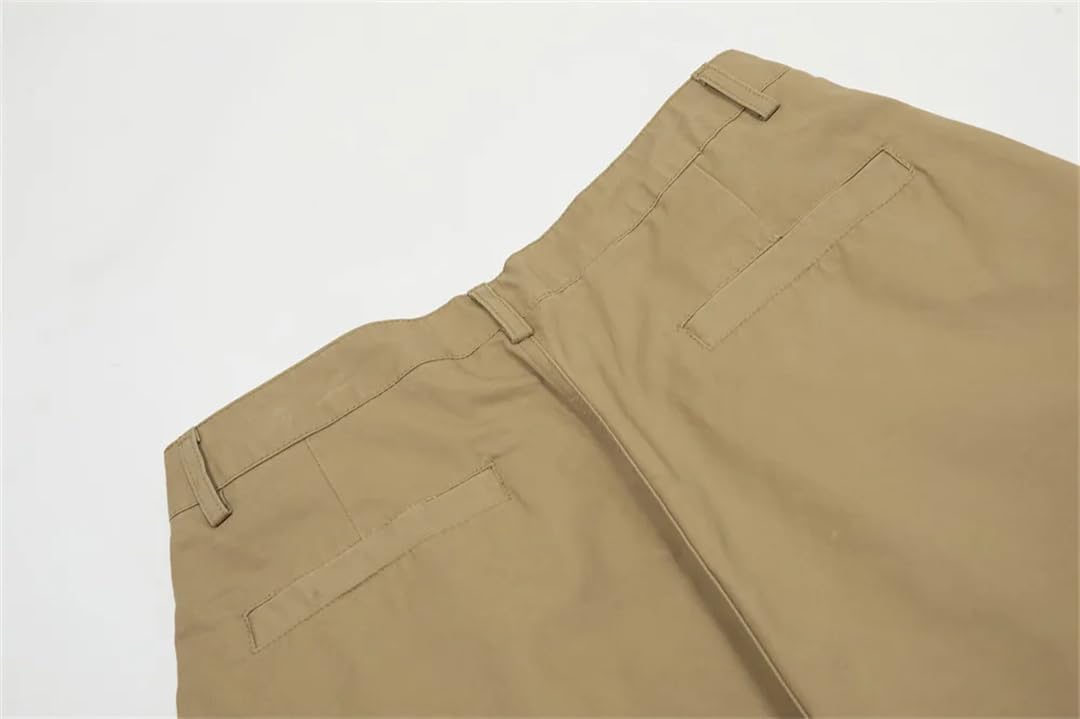 Men’S Carpenter Cargo Pants Zipper Pocket Distressed Straight Loose Wide Leg Trousers with Pleated Front