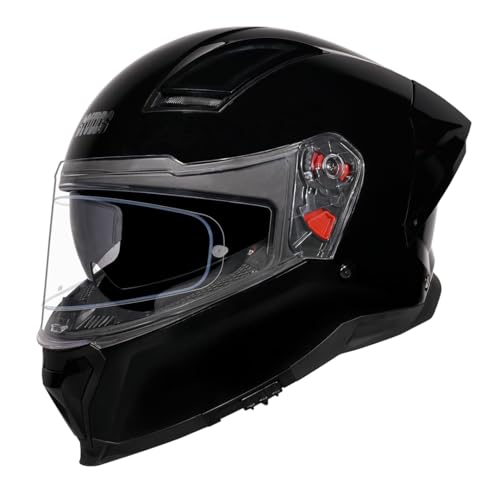 Image of STUDDS Helios ISI and DOT Certified Full Face Helmet with Antifog 100 Lens, Sporty Spoiler (Black - XL)