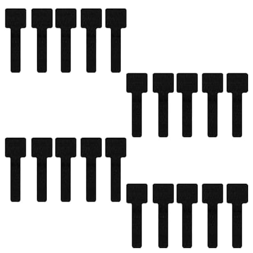 20-Pack Hook and Loop Straps, Self-Adhesive Reusable Cable Ties for Wire and Cord Organization, Home Office - Black
