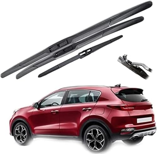 Para Kia, para Sportage QL 2016 2017 2018, 2019, 2020, conjunto de escovas limpa-para-brisas dianteiro e traseiro para janela de carro, limpa-brisas de 26" 16" 11"