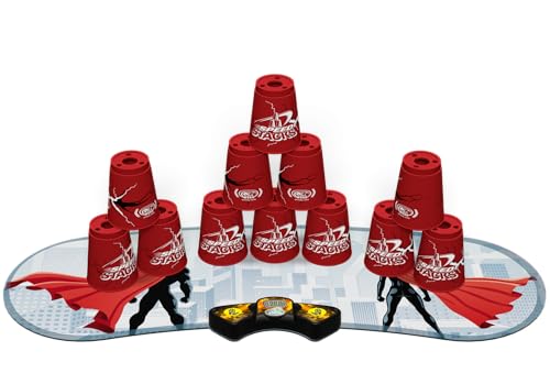 Speed Stacks | Sport Stacking Competitor - Lightning Set and Super Hero Mat - 12 Cups, Holding stem, with GX Timer and mat | WSSA Approved
