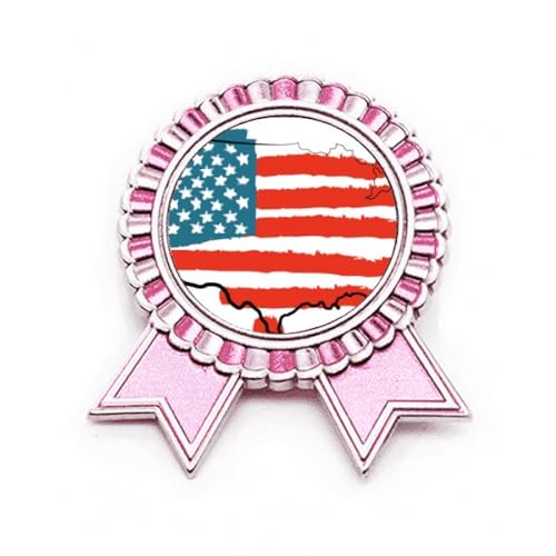 Broche étoiles et rayures rose motif carte pays métal M