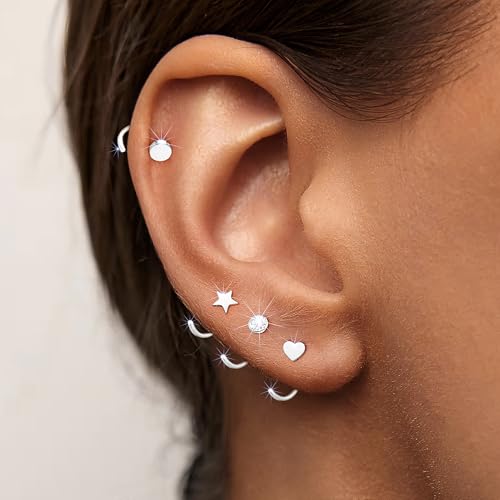 JUANKIKI 9 Pairs 14k Gold Huggie Half Hoop Earrings Backless Earring for women Cartilage Helix Open Hugging Hypoallergenic 316L Stainless Steel earrings Set - image 4