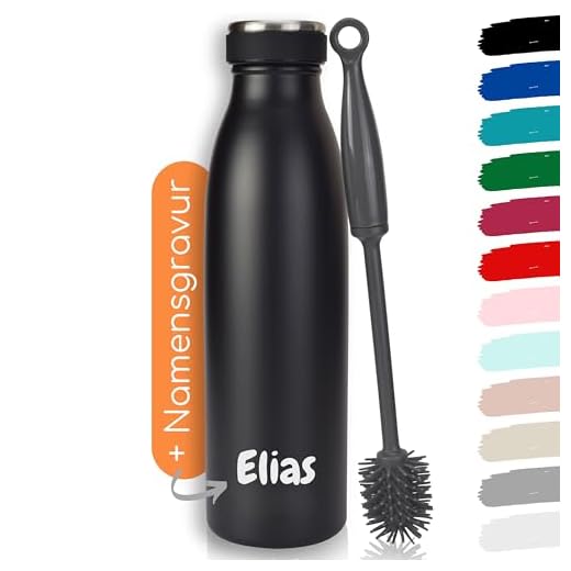 Milu® Trinkflasche mit Gravur personalisiert - als Geschenk-Idee Ostern, Vatertag, Muttertag, Weihnachten, Einschulung, Liebesgeschenk, Geburtstag, Frauen und Männer Mama Papa Kinder (750ml + Gravur)