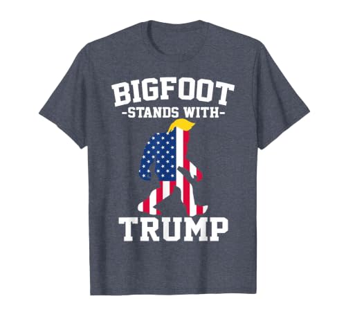 Bigfoot Stands with Trump 2024 Elections T-Shirt, Men, Heather Blue, Small