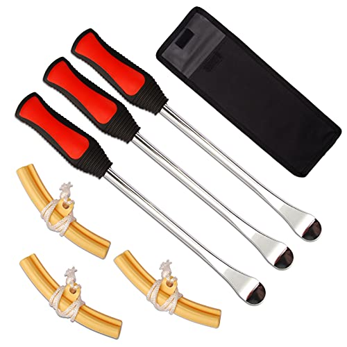 Towallmark Juego de herramientas para desmontar neumáticos, cuchara para motocicleta, bicicleta, para Dirt Bike Moto Touring, juego de 3 cucharas + 3 protectores de llantas con 1 bolsa portátil Cover