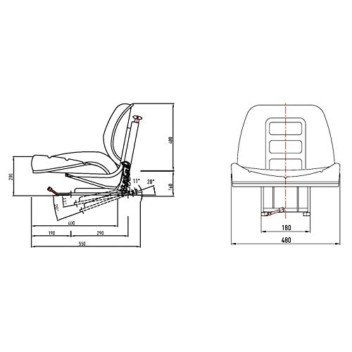 Sleeppersstoel tractorstoel bestuurdersstoel Vario 1050 PVC zwart passend Klepp Fendt Case IHC - Image 3