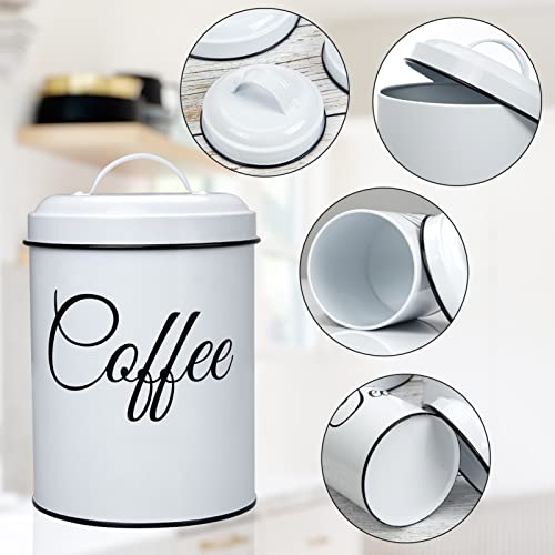 Coffee Tea Sugar Containers For Countertop, 3-Piece Stainless Steel Kitchen Canisters Set, Sugar Jar Coffee Jar With Lids For Fresher Goods, White Farmhouse Kitchen Decor #TOP2