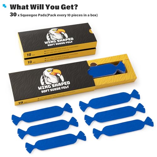 Image of Gomake Vinyl Squeegee Buffer 30PCS Pre-Cut Felt for Window Tint Wet or Dry Vinyl /PPF Application (Blue)