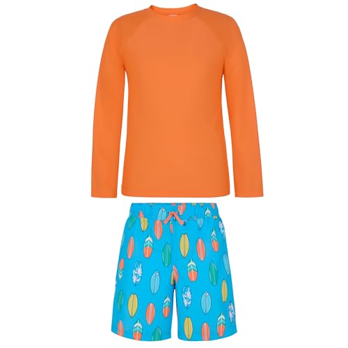Image of Saint Eve Kids 2 Piece Swim Suit Short & Trunks Set with UPF 50+ Protection - Rash Guard Swimsuit Top & Shorts Sets for Boys
