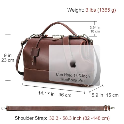 Image of CONTACTS Doctor Bag Purse for Women Luxury Leather Handbag with Lock Shoulder Bag Vintage Top Handle Bag