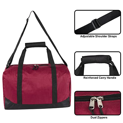 Image of 30 Liter, 17 Inch Canvas Duffle Bags for Men and Women - Travel Weekender Overnight Carry-On Shoulder Duffel Tote Bags, Red, 17 inches x 10 inches x 10 inches