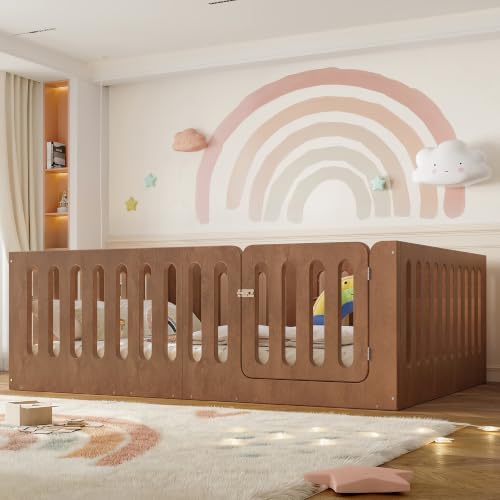 Image of Bellemave Full Montessori Floor Bed Frame,Brown