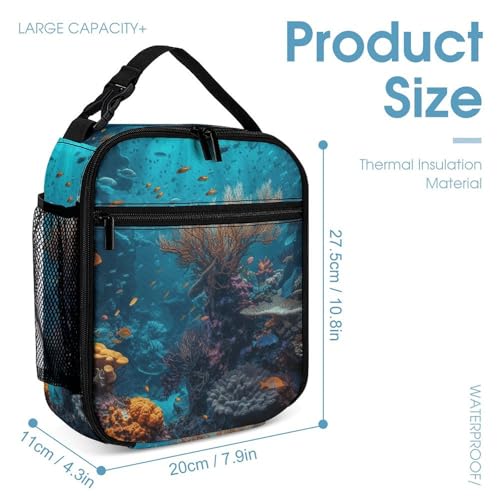 Fish Backpack Set Lightweight Bag Lunch Box Pencil Bags for Women Men Bookbags 3 in 14