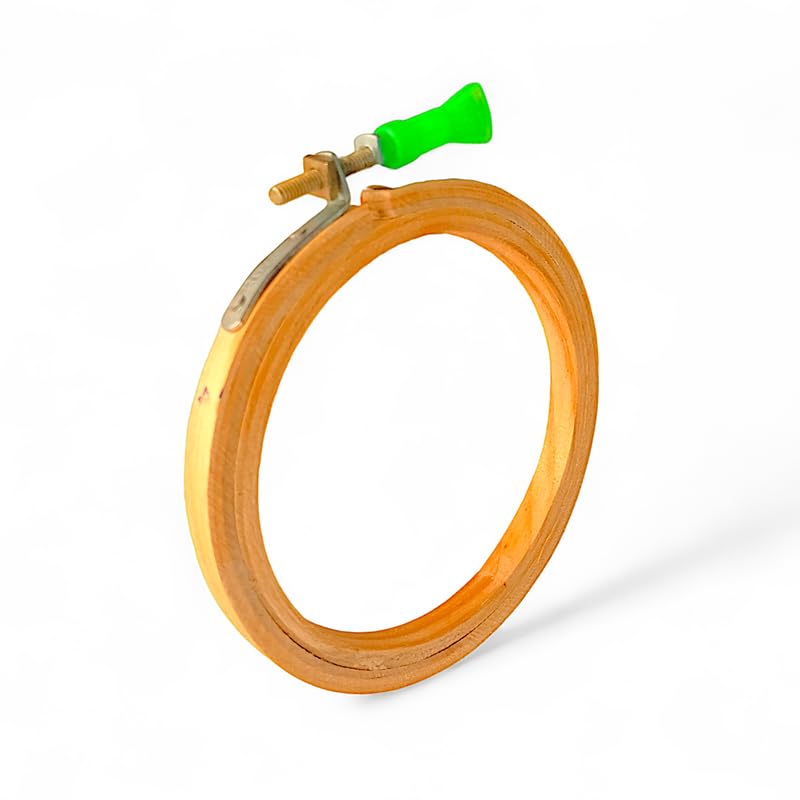 Image of 4 Inch Wooden Embroidery Hoop Ring (3 Ply, Pack of 1) - Frame for Craft Kit, Mini Hand Embroidery