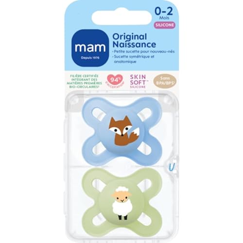 Imagen de MAM Chupete Original Nacimiento 0-2 meses  Color aleatorio Pequeño chupete para recién nacidos ultra compacto y ligero Chupete de bebé de silicona simétrico y anatómico