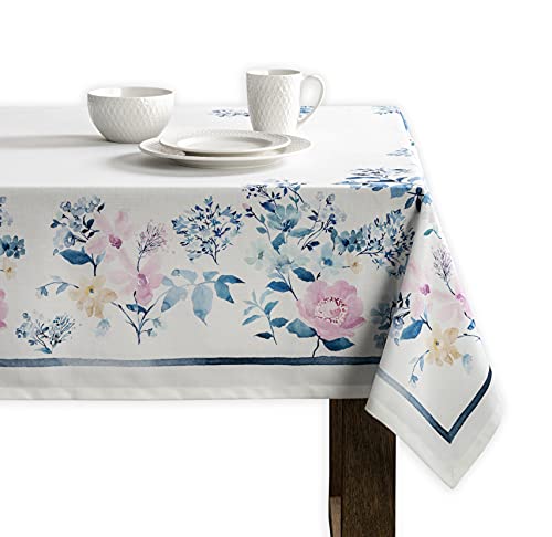 Calicot Table Cover 100% Polyester 60"X120" Rectangle Washable Tablecloths For Dining, Home, Holiday, Dinners, Wedding, Banquet & Buffet, Blue Garden - Spring/Summer #TOP8