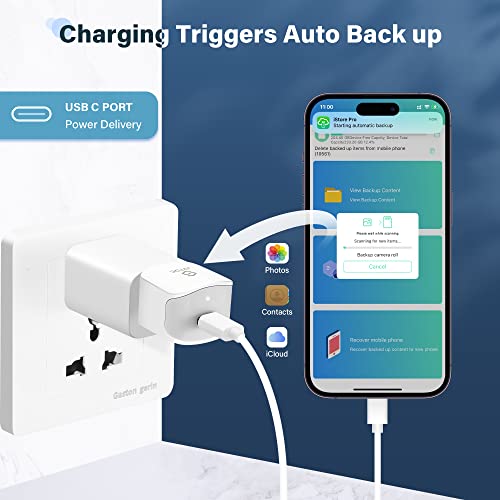 充電しながら自動バックアップ｜iPhone/Android対応 カードリーダー USBメモリ｜写真・動画・音楽・連絡先を高速データ転送＆復元｜容量不足解消 ファイル管理｜SDカードリーダー｜iPhone/iPad/Android/Mac/PC対応 USB-C型（MicroSDカード別売り・白）